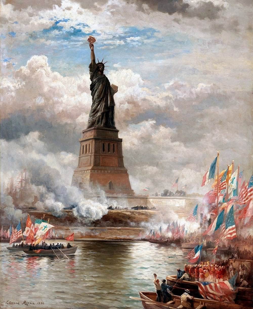 The Statue Of Liberty Painting Edward Moran Canvas Art Fine Art Print