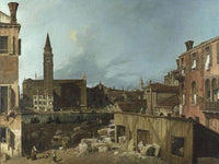 The Stonemason's Yard By Canaletto Fine Art Print