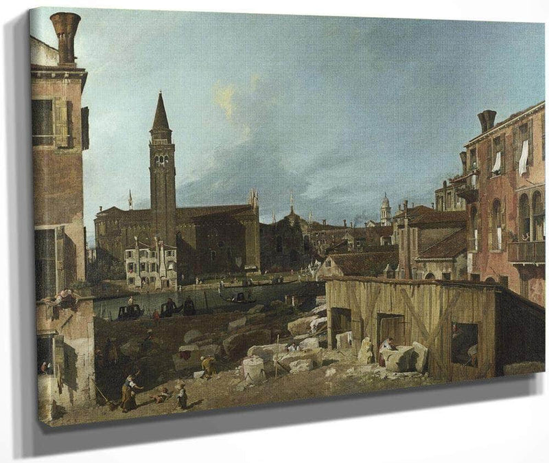 The Stonemason's Yard By Canaletto Fine Art Print