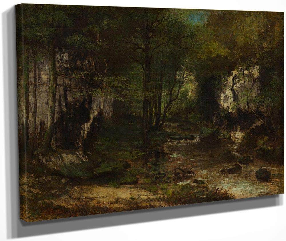 The Stream Le Ruisseau Du Puits Noir Vallee De La Loue By Gusave Courbet Fine Art Print
