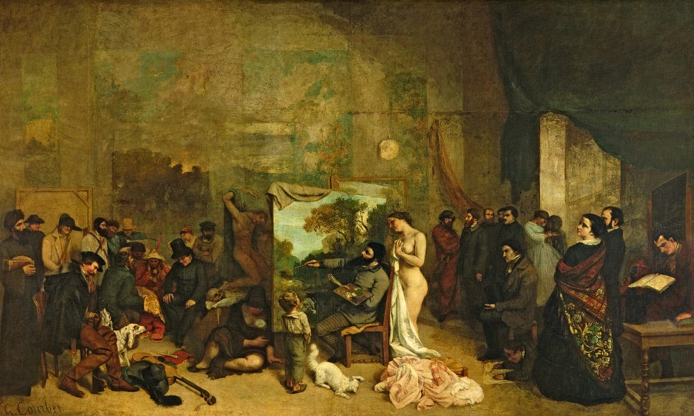The Studio Of The Painter, A Real Allegory By Jean Desire Gustave Courbet Fine Art Print