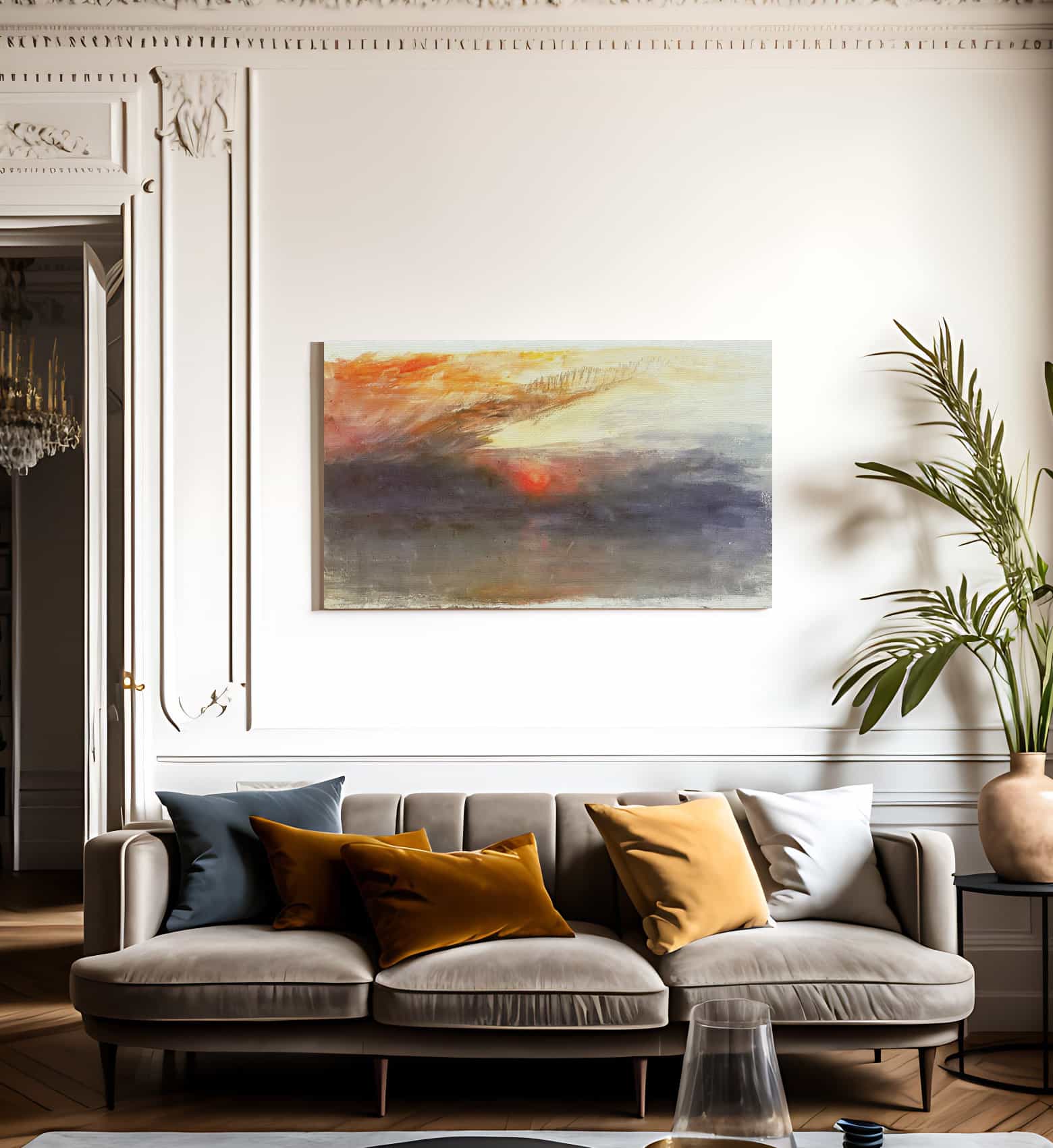 The Sun Setting Among Dark Clouds By Jwm Turner Fine Art Print