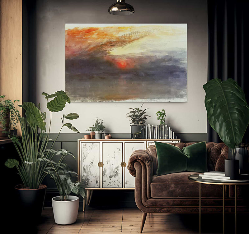 The Sun Setting Among Dark Clouds By Jwm Turner Fine Art Print