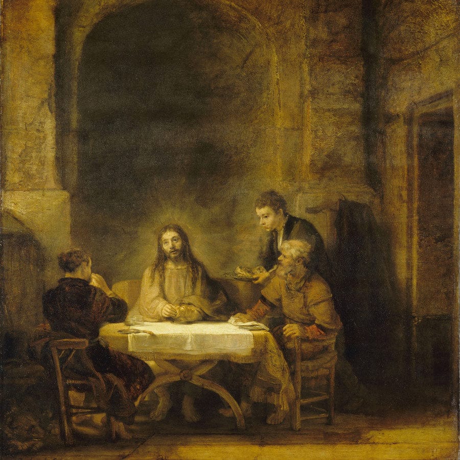 The Supper At Emmaus [Les Perlerins D'emmaus] By Rembrandt Fine Art Print