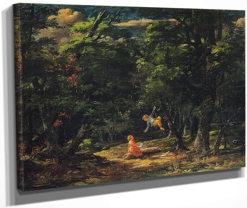 The Swing Children In The Woods By Martin Johnson Heade Fine Art Print