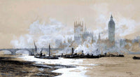 The Thames, Westminster Painting William Lionel Wyllie Canvas Art Fine Art Print