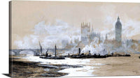 The Thames, Westminster Painting William Lionel Wyllie Canvas Art Fine Art Print