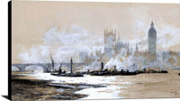 The Thames, Westminster Painting William Lionel Wyllie Canvas Art Fine Art Print