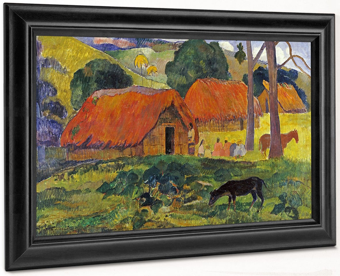 The Three Huts, Tahiti By Eugene Henri Paul Gauguin Fine Art Print