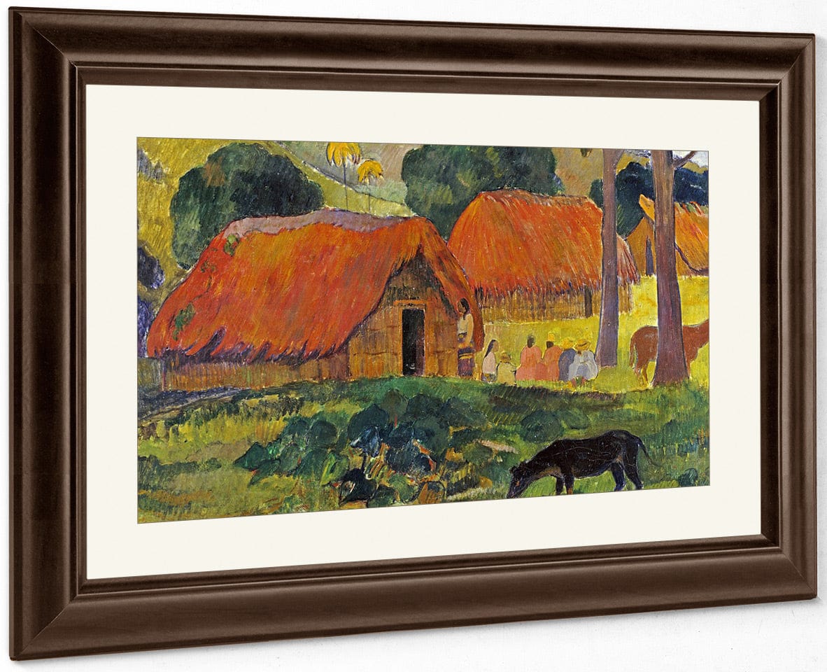 The Three Huts, Tahiti By Eugene Henri Paul Gauguin Fine Art Print