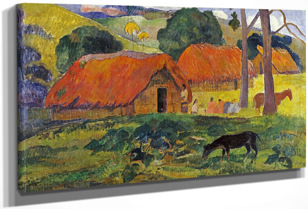 The Three Huts, Tahiti By Eugene Henri Paul Gauguin Fine Art Print