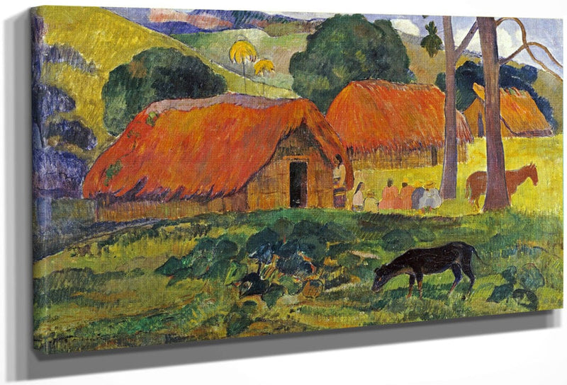 The Three Huts, Tahiti By Eugene Henri Paul Gauguin Fine Art Print