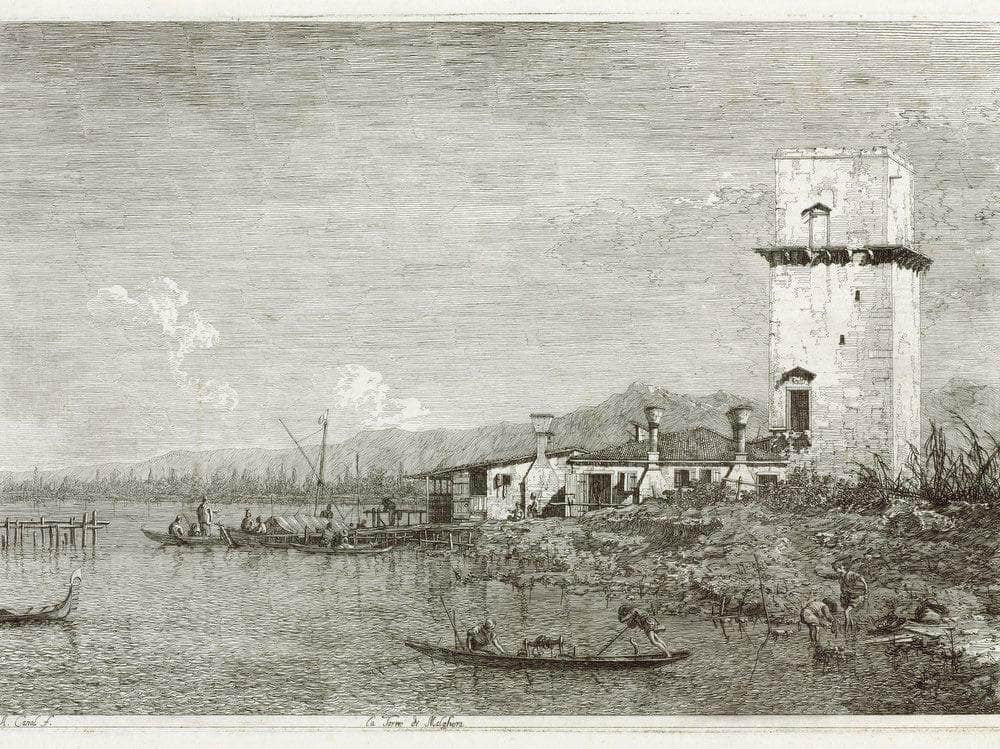 The Tower Of Malghera By Canaletto Fine Art Print