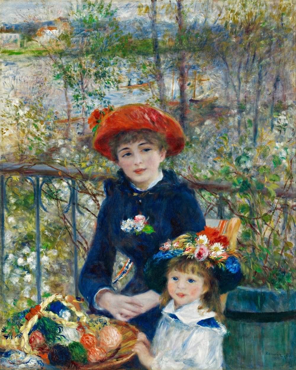 The Two Sisters On The Terrace Painting Auguste Renoir Canvas Art Fine Art Print