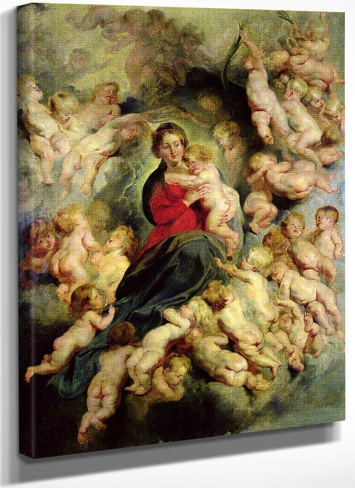The Virgin And Child Surrounded By The Holy Innocents Or The Virgin With Angels By Peter Paul Rubens Fine Art Print