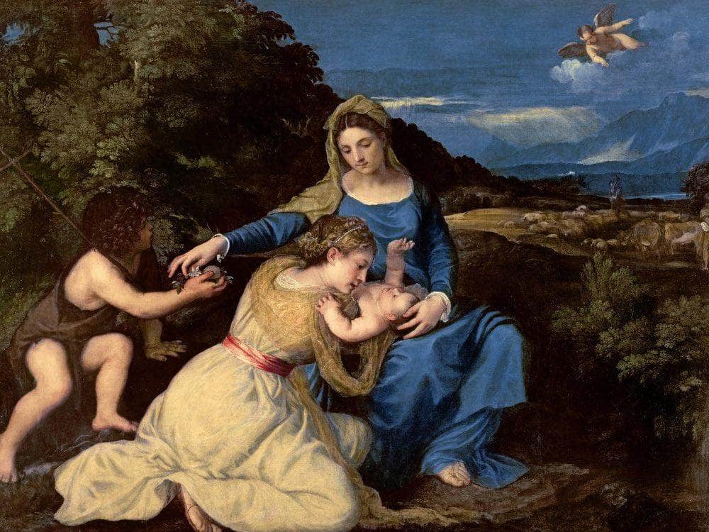 The Virgin And Child With Saints By Titian Fine Art Print
