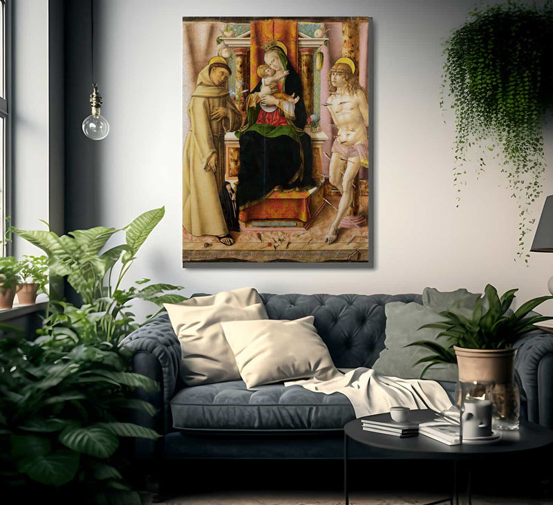 The Virgin And Child With Saints Francis And Sebastian 1491 By Carlo Crivelli Fine Art Print