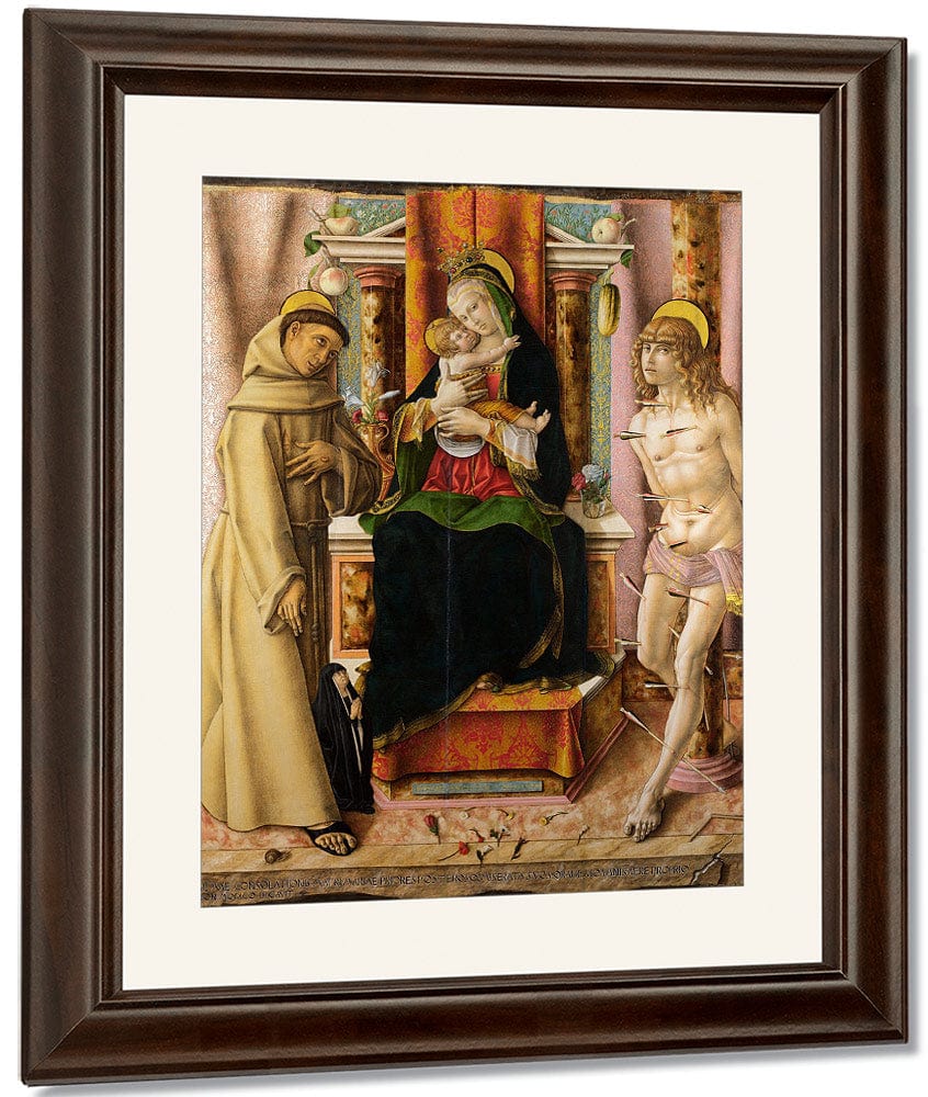 The Virgin And Child With Saints Francis And Sebastian 1491 By Carlo Crivelli Fine Art Print