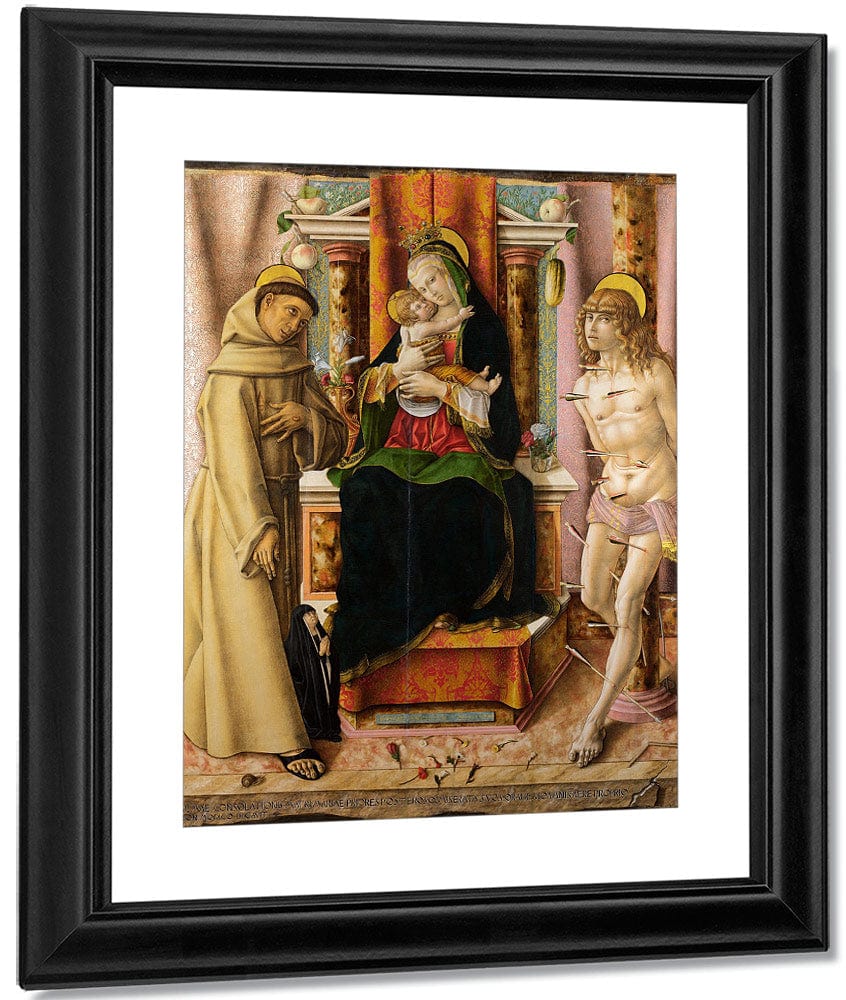 The Virgin And Child With Saints Francis And Sebastian 1491 By Carlo Crivelli Fine Art Print