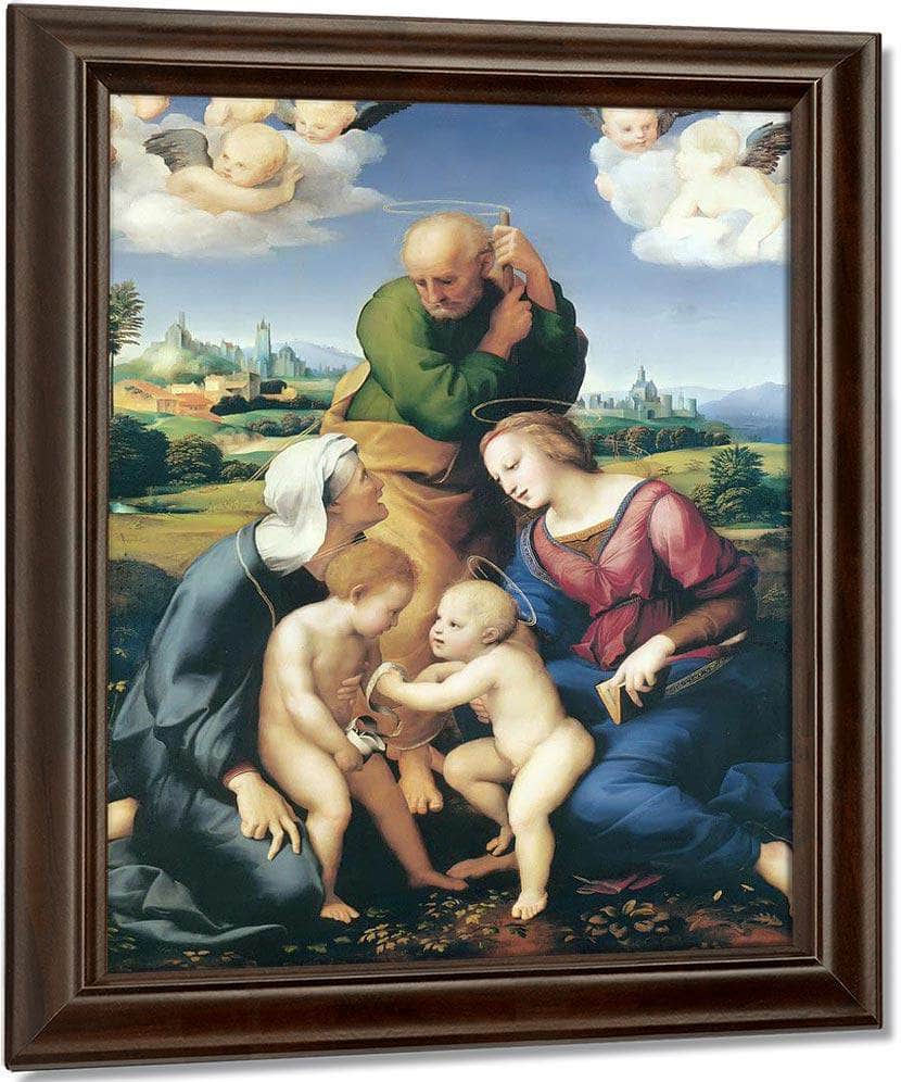 The Virgin Joseph And Elizabeth With Jesus And John By Raphael Fine Art Print