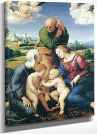The Virgin Joseph And Elizabeth With Jesus And John By Raphael Fine Art Print