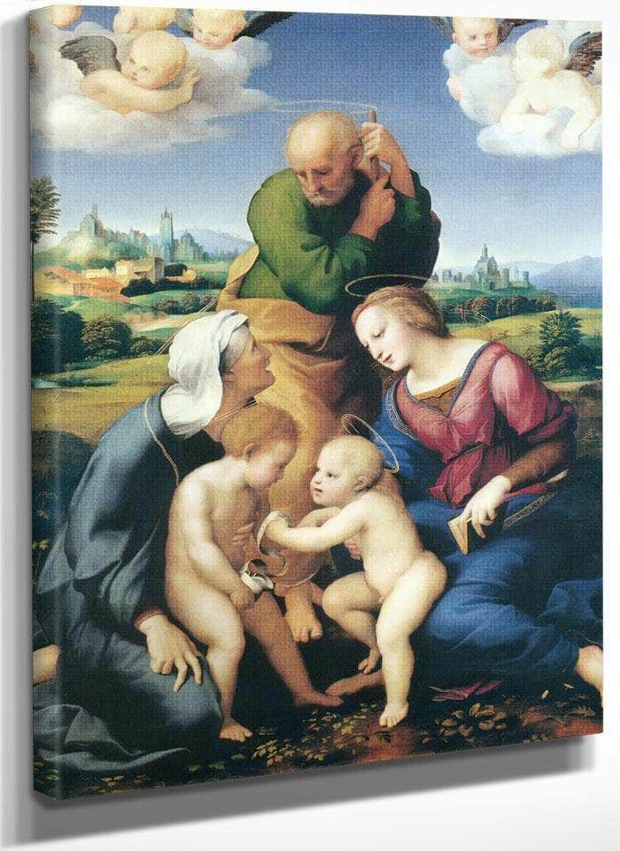 The Virgin Joseph And Elizabeth With Jesus And John By Raphael Fine Art Print