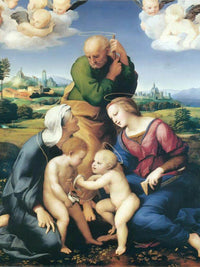 The Virgin Joseph And Elizabeth With Jesus And John By Raphael Fine Art Print