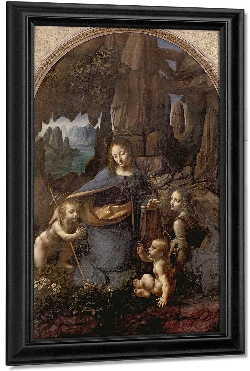 The Virgin Of The Rocks (With The Infant St. John Adoring The Infant Christ Accompanied By An Angel) By Leonardo Da Vinci Fine Art Print