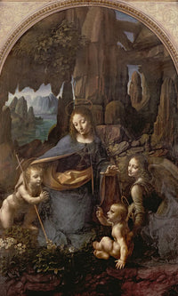 The Virgin Of The Rocks (With The Infant St. John Adoring The Infant Christ Accompanied By An Angel) By Leonardo Da Vinci Fine Art Print