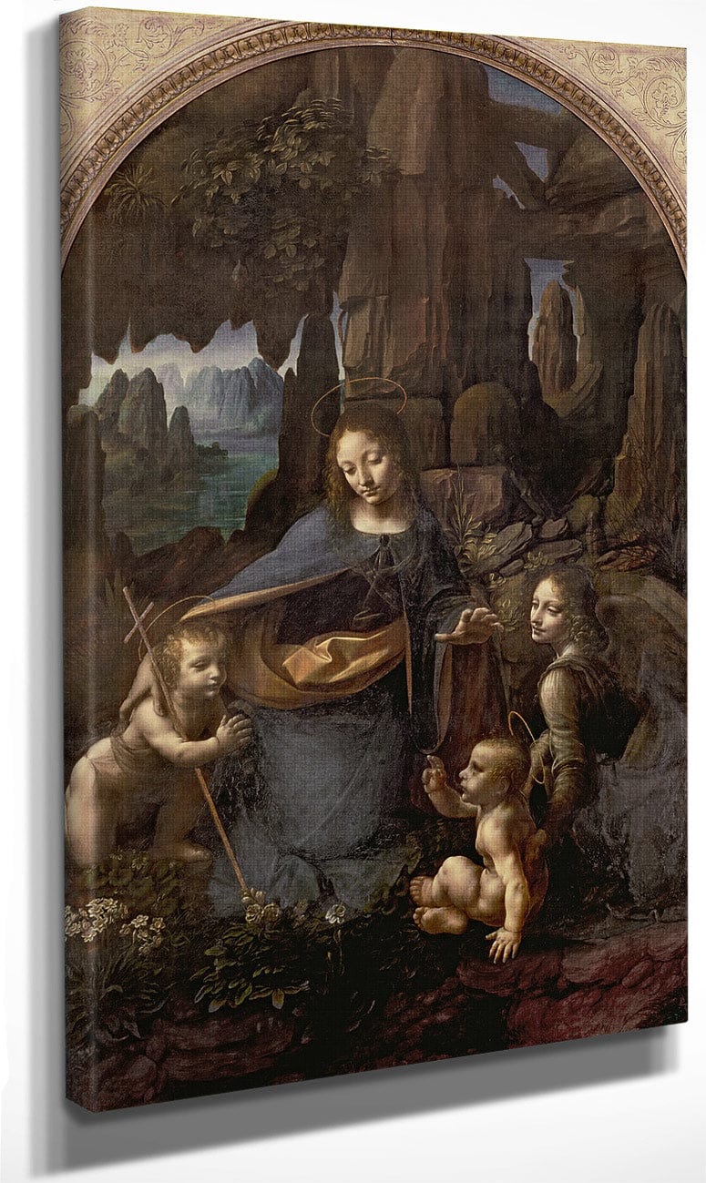The Virgin Of The Rocks (With The Infant St. John Adoring The Infant Christ Accompanied By An Angel) By Leonardo Da Vinci Fine Art Print