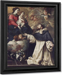 The Virgin Presenting The Rosary To Saint Dominic By Acisclo Antonio Palomino De Castro Y Velasco Fine Art Print