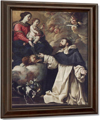 The Virgin Presenting The Rosary To Saint Dominic By Acisclo Antonio Palomino De Castro Y Velasco Fine Art Print