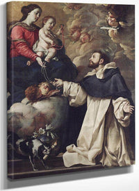 The Virgin Presenting The Rosary To Saint Dominic By Acisclo Antonio Palomino De Castro Y Velasco Fine Art Print