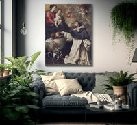 The Virgin Presenting The Rosary To Saint Dominic By Acisclo Antonio Palomino De Castro Y Velasco Fine Art Print