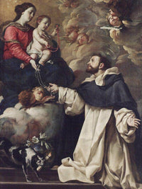 The Virgin Presenting The Rosary To Saint Dominic By Acisclo Antonio Palomino De Castro Y Velasco Fine Art Print