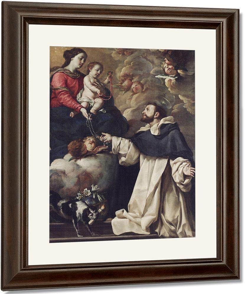 The Virgin Presenting The Rosary To Saint Dominic By Acisclo Antonio Palomino De Castro Y Velasco Fine Art Print