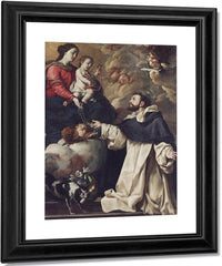 The Virgin Presenting The Rosary To Saint Dominic By Acisclo Antonio Palomino De Castro Y Velasco Fine Art Print