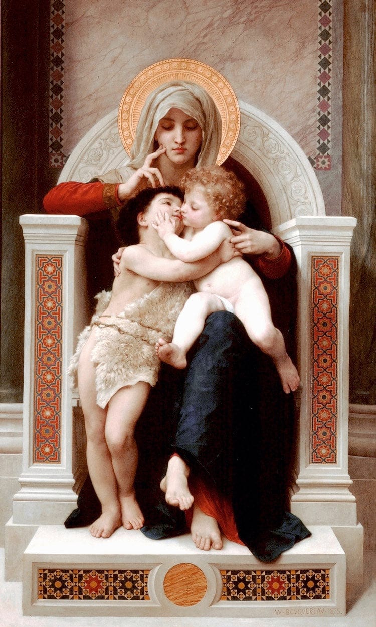 The Virgin The Baby Jesus And Saint John The Baptist 1875 By William Adolphe Bouguereau Fine Art Print