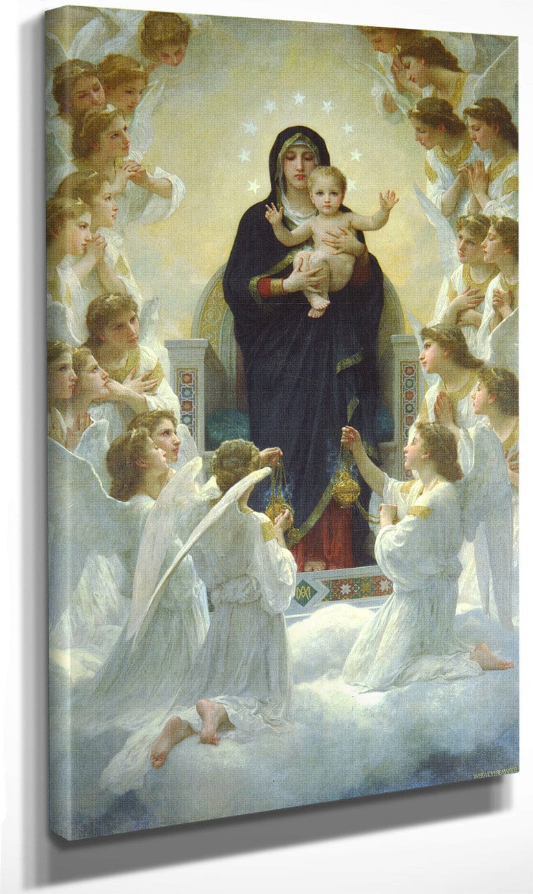 The Virgin With Angels 1900 By Willia Print, Canvas Art, Framed