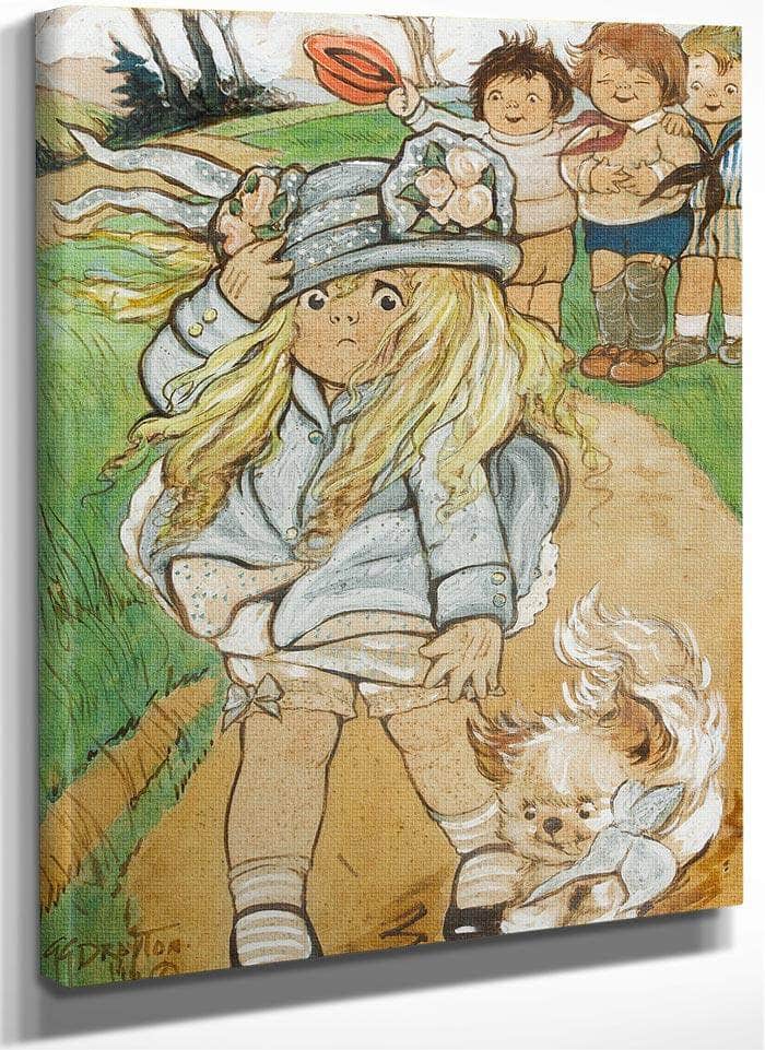 The Windy Day2 By Grace G Drayton Fine Art Print