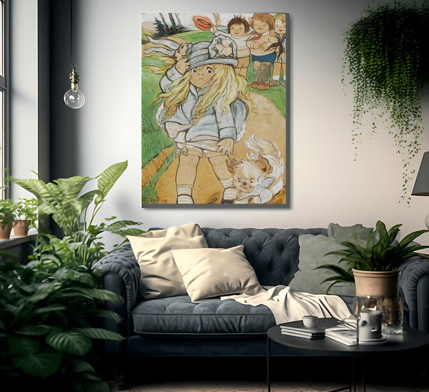 The Windy Day2 By Grace G Drayton Fine Art Print