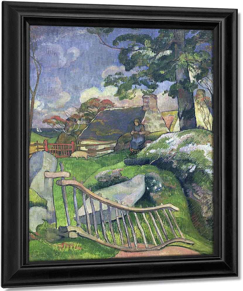 The Wooden Gate Or, The Pig Keeper By Eugene Henri Paul Gauguin Fine Art Print