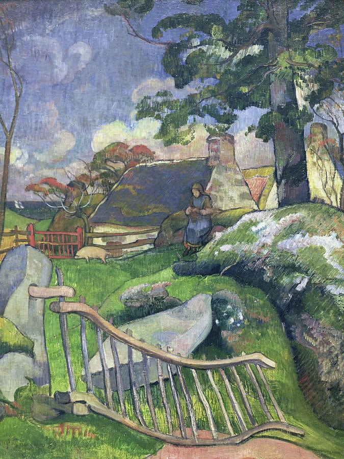 The Wooden Gate Or, The Pig Keeper By Eugene Henri Paul Gauguin Fine Art Print