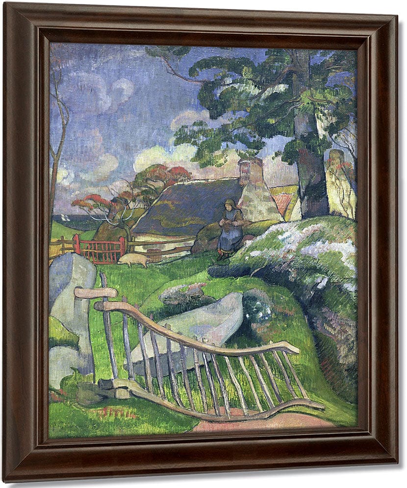 The Wooden Gate Or, The Pig Keeper By Eugene Henri Paul Gauguin Fine Art Print