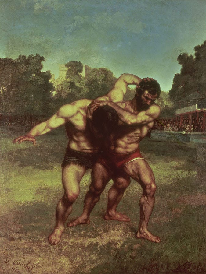 The Wrestlers By Jean Desire Gustave Courbet Fine Art Print