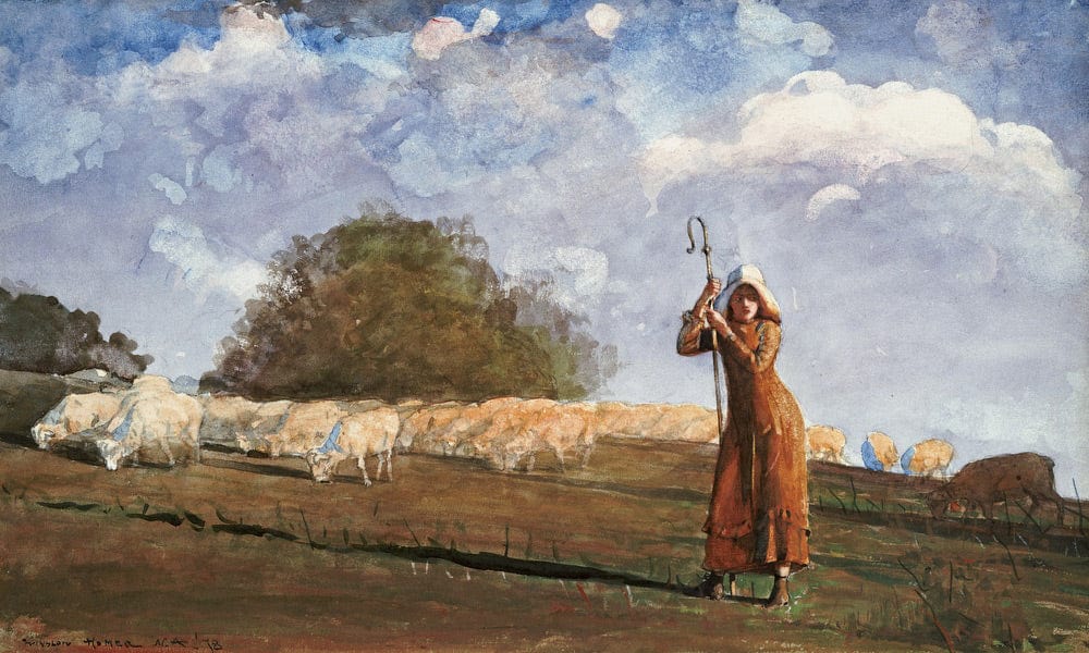 The Young Shepherdess By Winslow Homer Fine Art Print