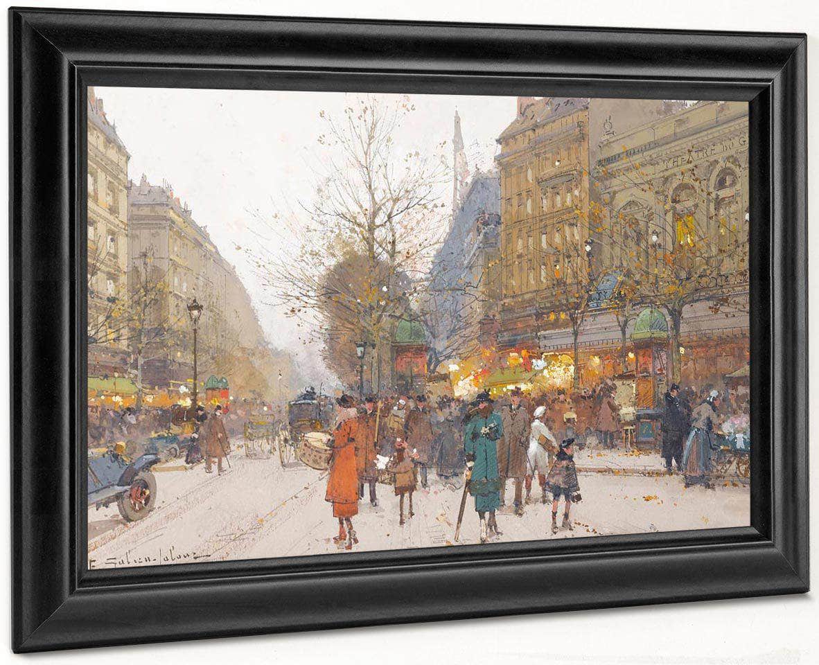 Theatre Du Gymnase Boulevard De Bonne Nouvelle By Eugene Galien Laloue Fine Art Print