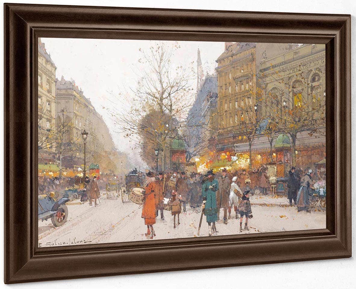Theatre Du Gymnase Boulevard De Bonne Nouvelle By Eugene Galien Laloue Fine Art Print