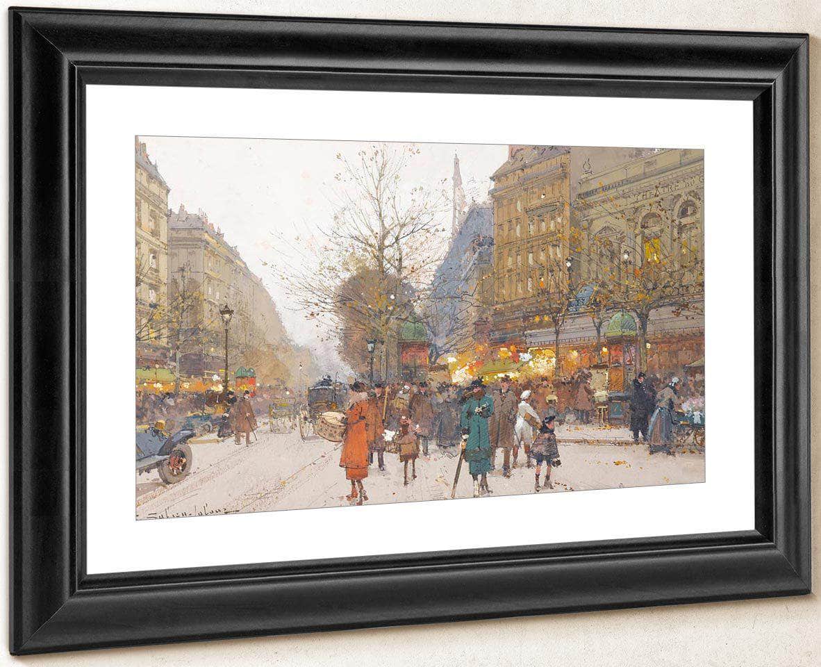 Theatre Du Gymnase Boulevard De Bonne Nouvelle By Eugene Galien Laloue Fine Art Print