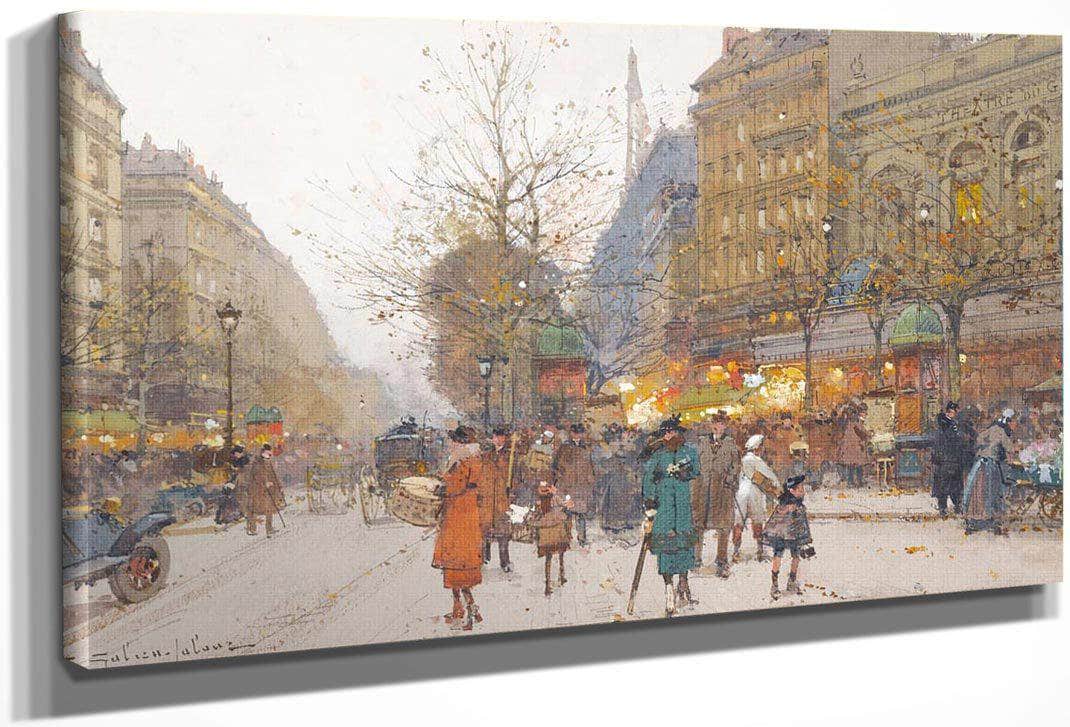 Theatre Du Gymnase Boulevard De Bonne Nouvelle By Eugene Galien Laloue Fine Art Print